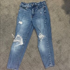 Old Navy High Rise Blue Jeans with Distressed Design
